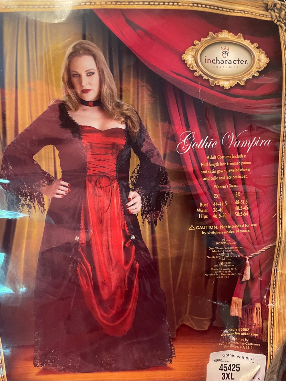 inCharacter Gothic Vampira Red and Black Costume size 3X